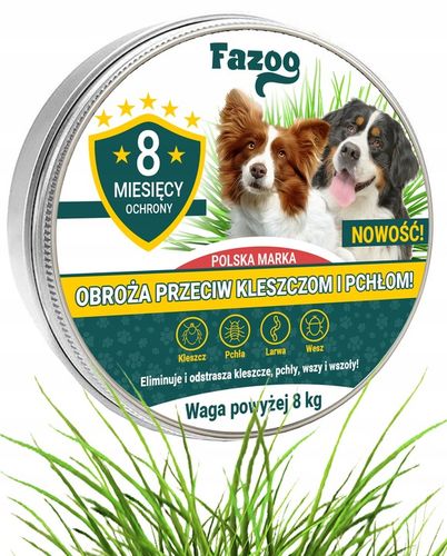 OBROŻA NA KLESZCZE i Pchły dla Dużego Psa Antykleszczowa 8 Miesięcy Fazoo na Arena.pl