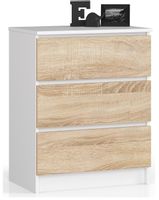 KOMODA K 60 cm 3 SZUFLADY BIAŁA / SONOMA