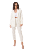 LETNI CASUALOWY GARNITUR Z PRZEWIEWNEJ TKANINY ROZMIAR 46 ECRU