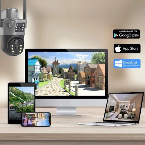 PODWÓJNA KAMERA SOLARNA WIFI IP SMART ZEWNĘTRZNA OBROTOWA QHD 6MP ZOOM 3w1 na Arena.pl