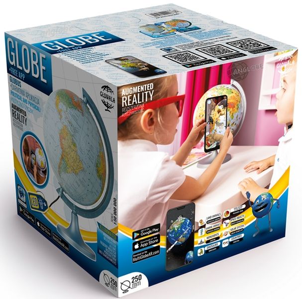 GLOBUS SZKOLNY 250 2W1 PODŚWIETLANY LED + APLIKACJA - na prezent - polski zdjęcie 8