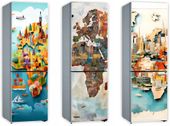Mata magnetyczna magnes ozdobny tapeta na lodówkę 131x61cm MAPA ŚWIATA