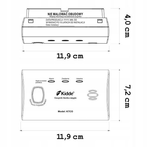 Czujnik detektor tlenek węgla (CO) Czad K7CO Kidde na Arena.pl