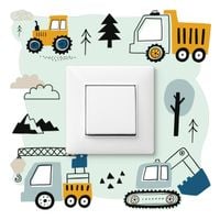 Naklejka Pod Kontakt Dla Dzieci Maszyny Budowlane 20cm x 20cm