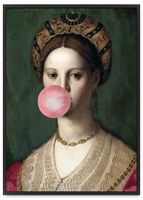 Plakat portret kobiety guma do żucia 21x30 cm w czarnej ramie