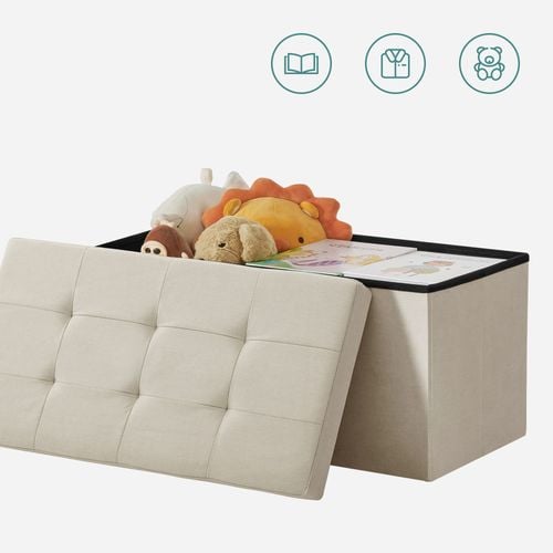 Pufa beżowa organizer składana 76x38x38 cm z dużym pojemnikiem na Arena.pl