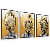 Zestaw 3X Plakat W Ramie Kobiece Portrety Abstrakcja Kwiaty 30cm x 40cm