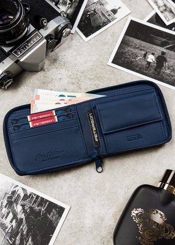 Portfel męski elegancki mały slim wallet Peterson na suwak na karty RFID na Arena.pl