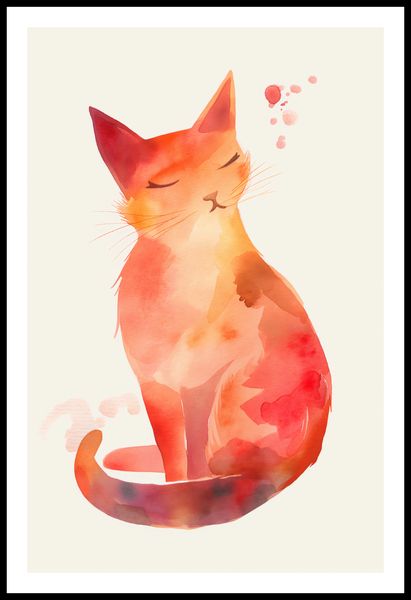 Plakat 53x81cm Akwarelowy Kot zdjęcie 3