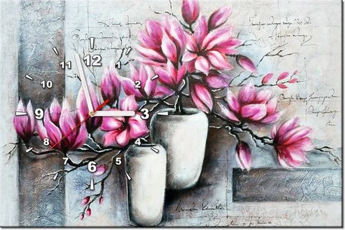 60CM 40CM ZEGAR OBRAZ MAGNOLIE WAZONACH DRUK PŁÓTNO RAMA na Arena.pl