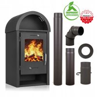 Piec ATLAS 6,8KW Koza Kominek Stalowy EKOPROJEKT + ZESTAW RUR FI 120