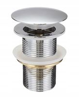 Korek Umywalkowy BEZ Przelewu Automatyczny "Klik Klak" Srebrny chrom połysk