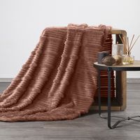 Koc 150x200 NINA mocha flanelowy miękki ciepły i puszysty efekt 3D