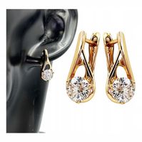 Kolczyki Ze Stali Chirurgicznej Złote Proste Duża Cyrkonia Eleganckie