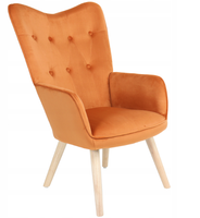 Fotel uszak pomarańczowy ARNE skandynawski tapicerowany do salonu