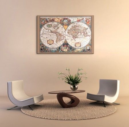 17Th Century World Map - Obraz na płótnie 120x90 na Arena.pl