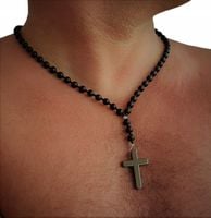 MĘSKI NASZYJNIK RÓŻANIEC ONYKS MATOWY HIT 6