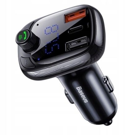 BASEUS ŁADOWARKA TRANSMITER FM BLUETOOTH 5.0 QC3 2x USB i USB-C TYP C na Arena.pl