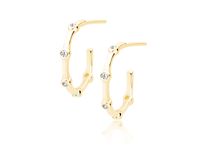 Delikatne pozłacane srebrne kolczyki otwarte kółka księżyce białe cyrkonie srebro 925 Z1741EG