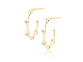 Delikatne pozłacane srebrne kolczyki otwarte kółka księżyce białe cyrkonie srebro 925 Z1741EG