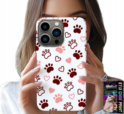 ETUI DO IPHONE 14 PRO MAX - PSIE ŁAPKI NA BIAŁYM TLE, PIES, KOT, MIŚ na Arena.pl