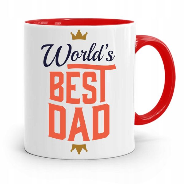 Kubek Czerwony Dla Taty Ojca Worlds Best Dad Z Nadrukiem Ze Zdjęciem zdjęcie 1