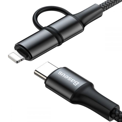 BASEUS 2IN1 TYPE-C TO TYPE-C & LIGHTNING CABLE 100CM BLACK na Arena.pl