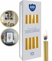 aura świece stołowe stożkowe złote-metalik 7h 10 szt. s30-213