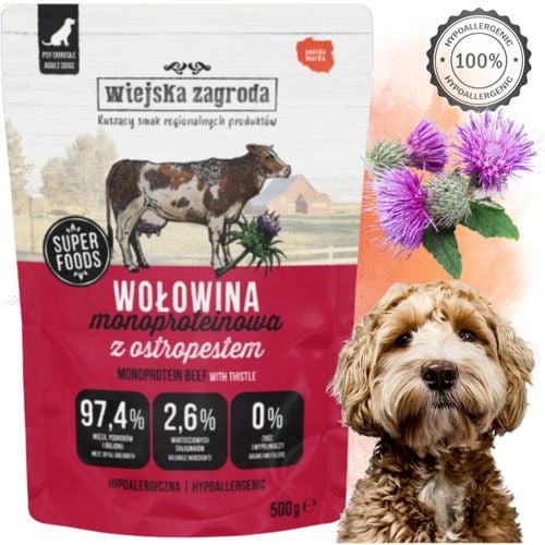 mokra karma dla psa wiejska zagroda monobiałkowa wołowina 500g na alergię na Arena.pl
