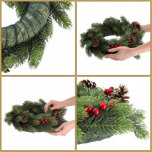 WIANEK ŚWIĄTECZNY STROIK NA DRZWI STÓŁ WIENIEC OZDOBA PREMIUM ŚWIĘTA 45 cm na Arena.pl