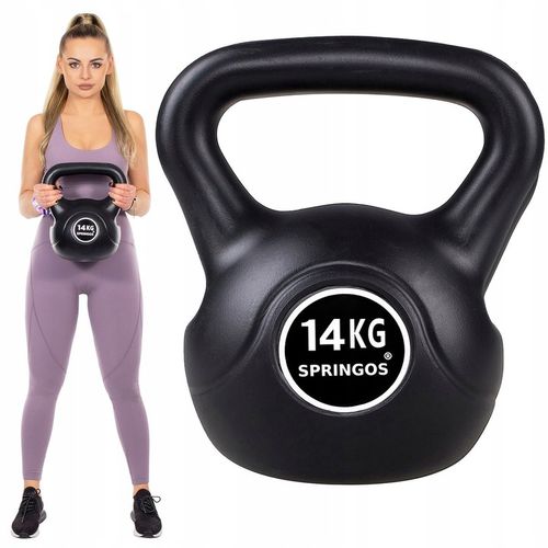 KETTLEBELL 14kg CIĘŻAR ĆWICZEŃ HANTLA CZARNY FITNESS HANTEL ODWAŻNIK ABS na Arena.pl