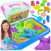 Piasek kinetyczny 3kg foremki + basen piaskownica