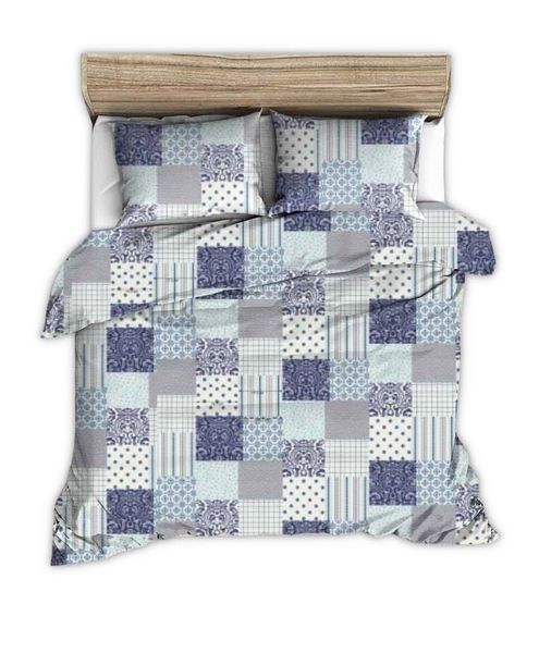 Pościel z kory 180x200 wzór granatowa morska kratka patchwork zdjęcie 2