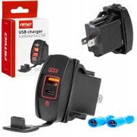 SZYBKA ŁADOWARKA SAMOCHODOWA DO ZABUDOWY 1x USB QC3.0+ 1x USB-C PD 12V 24V