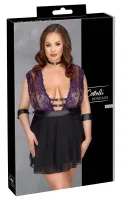 cottelli bondage babydoll plus size 2xl fioletowa koronka z dodatkami