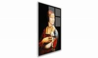 OBRAZ NA SZKLE PROSTOKĄTNY 60x90cm 002 Dama z gronostajem