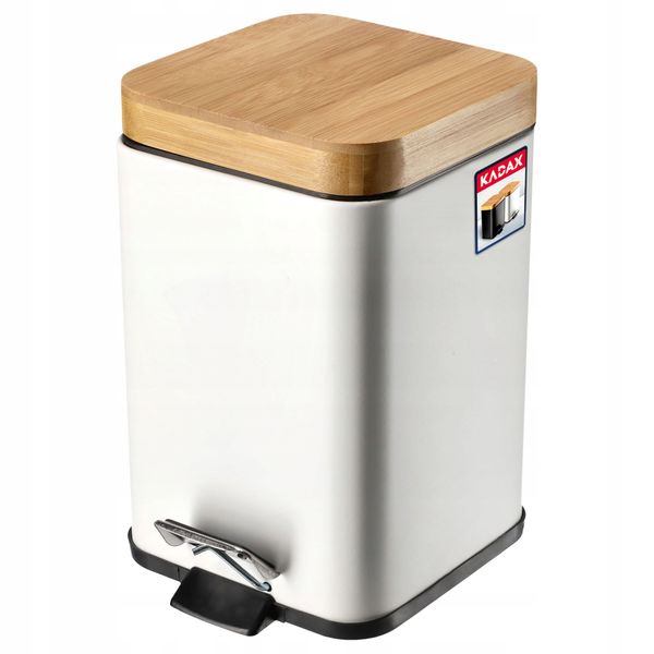KOSZ POJEMNIK NA ŚMIECI Z POKRYWKĄ BAMBUSOWĄ 3 L zdjęcie 2