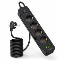 Tech-Protect Listwa Zasilająca PCL4X3 2 USB, 1 Type-C, 4 Gniazda 200cm Czar