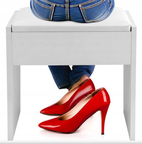 Taboret Do Toaletki Kosmetycznej Siedzisko Białe Pufa na Arena.pl