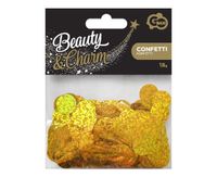 B&C Złote Holograficzne Kółeczka Konfetti 1,5 cm - Blask na każdą okazję