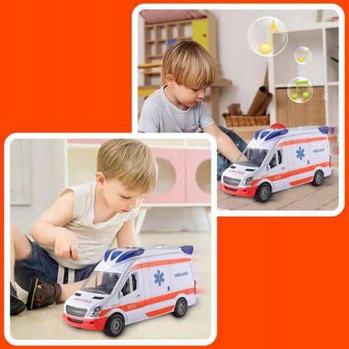 Auto Karetka Pogotowia Ambulans Bus Napęd Dźwięki Otwierane Drzwi z noszami na Arena.pl