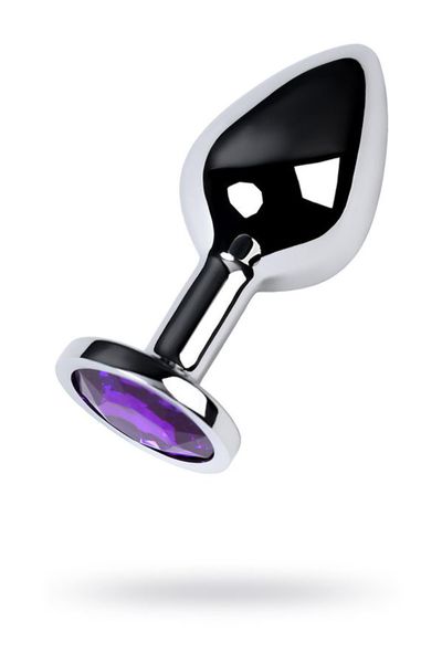 Silver Anal Plug Toyfa Metal,With A Amethyst Colored Gem zdjęcie 1