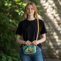 Mini torebka box prostokątny z ekoskóry z tropikalnym motywem