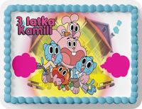 PROSTOKĄTNY OPŁATEK NA TORT A4 20x29CM - GUMBALL WZORY + IMIĘ