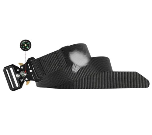 Pasek militarny  na zatrzask pas taktyczny parciany z kompasem czarny na Arena.pl