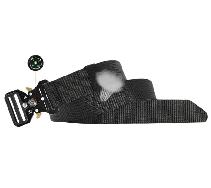 Pasek militarny  na zatrzask pas taktyczny parciany z kompasem czarny zdjęcie 2