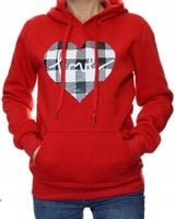 Damska bluza dresowa kangurka z kapturem czerwona serce XL