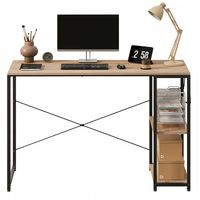 Biurko komputerowe stolik loft jasny brąz eleganckie z półkami industrialne