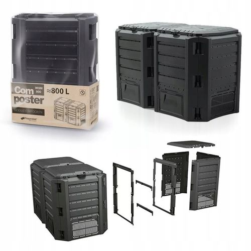 KOMPOSTOWNIK OGRODOWY DOMOWY 800 l Prosperplast Modułowy Duży Dwukomorowy na Arena.pl