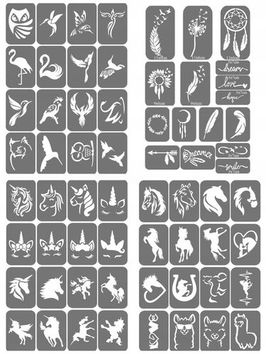 Szablony do tatuaży brokatowych, Tatuaże brokatowe - mix 50 sztuk na Arena.pl